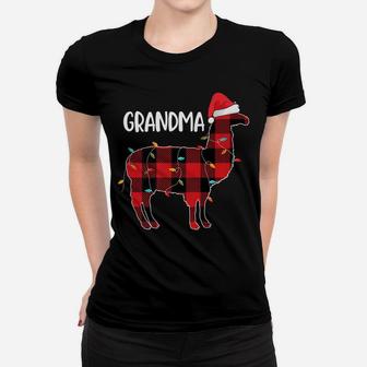 Grandma Llama Christmas Red Plaid Matching Family Pajama Women T-shirt | Crazezy CA