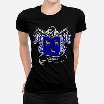 Greene Coat Of Arms Surname Last Name Family Crest Women T-shirt | Crazezy