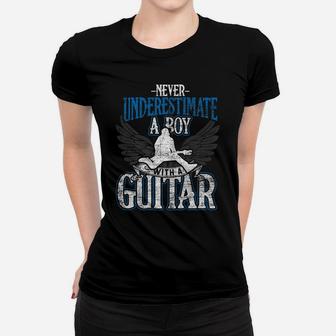 Guitarist Men Boys - Never Underestimate A Boy With A Guitar Women T-shirt | Crazezy AU