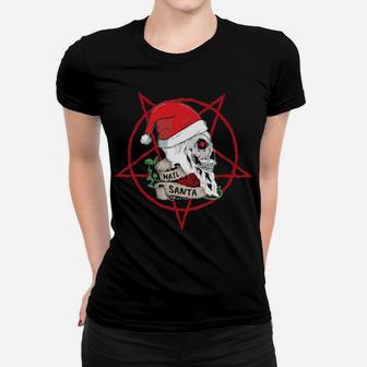 Hail Santa Skull Women T-shirt - Monsterry