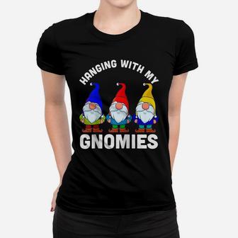 Hanging With My Gnomies, Christmas Garden Gnome Costume Raglan Baseball Tee Women T-shirt | Crazezy