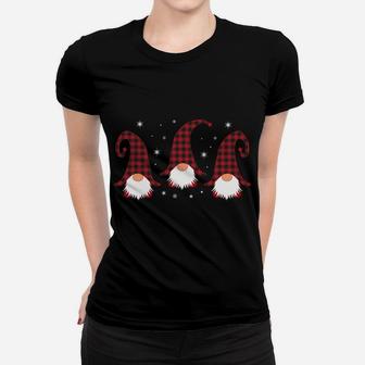 Hanging With My Gnomies Plaid Garden Christmas Gnome Women T-shirt | Crazezy