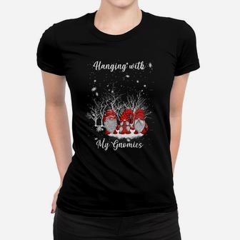 Hanging With Red Gnomies Santa Gnome Christmas Costume Women T-shirt | Crazezy