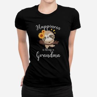 Happiness Is Being A Grandma Cute Sloth Flower Women T-shirt | Crazezy