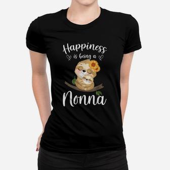 Happiness Is Being A Nonna Cute Sloth Flower Women T-shirt | Crazezy UK