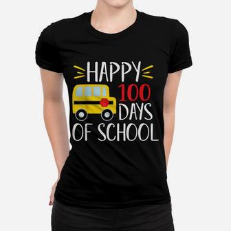 Happy 100 Days Of School Cute School Bus Boys Girls Gift Women T-shirt | Crazezy