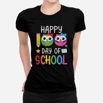 Happy 100Th Day Of School Kindergarten Owl Girls Gifts Women T-shirt | Crazezy