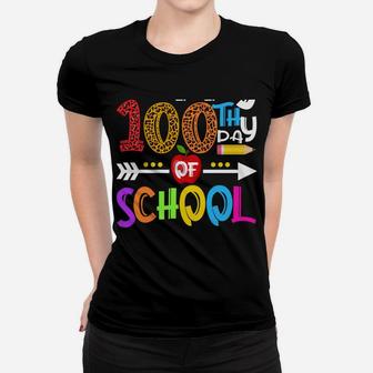 Happy 100Th Day Of School Leopard Print For Teacher Student Women T-shirt | Crazezy