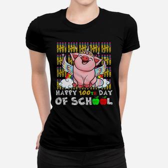 Happy 100Th Day Of School Pig Funny Teacher Student Kids Women T-shirt | Crazezy DE