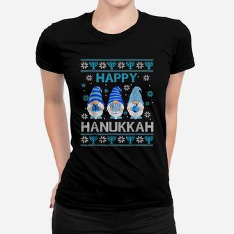 Happy Hanukkah Gnome Gnomies Menorah Pajama Ugly Women T-shirt | Crazezy