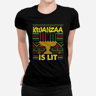 Happy Kwanzaa Lit Funny African American Ugly Sweater Style Sweatshirt Women T-shirt | Crazezy UK