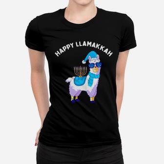 Happy Llamakkah Hanukkah Llama Chanukah Alpaca Women T-shirt - Monsterry