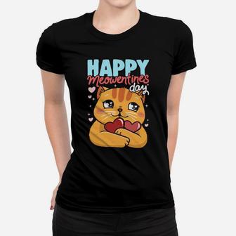 Happy Meowentine's Day Cat Valentine's Day Heart Cats Women T-shirt - Monsterry