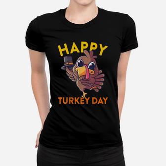 Happy Turkey Day Funny Little Pilgrim Thanksgiving Gift Women T-shirt | Crazezy UK