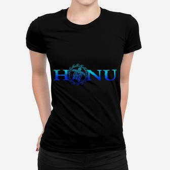 Hawaiian Honu Ocean Blue Tribal Turtle Women T-shirt | Crazezy