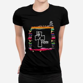 He Is Risen Leopard Cheetah Decor Theme Jesus Serape Women T-shirt - Monsterry