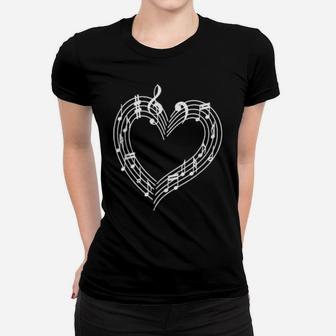 Heart Musical Notes Musics Valentines Day Women T-shirt - Monsterry CA