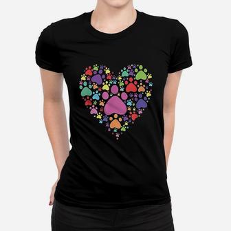 Heart Paw Print Dog Cat Lover Valentines Day Women T-shirt | Crazezy CA