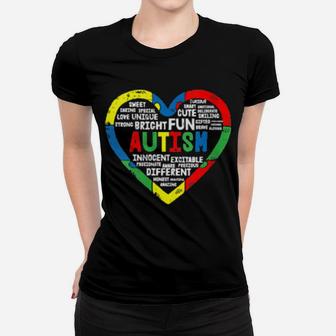 Heart Puzzle Autism Awareness Bright Fun Different Women T-shirt - Monsterry