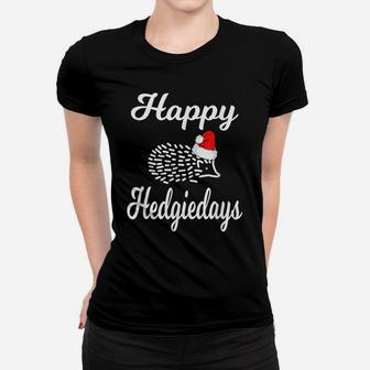 Hedgehog Christmas Holiday Gift Hedgie With Santa Hat Women T-shirt | Crazezy CA