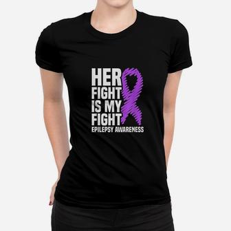 Her Fight Is My Fight Purple Ribbon Women T-shirt | Crazezy