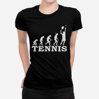 Herren Evolution zum Tennisspieler Frauen Tshirt in Schwarz, Sport Design Tee - Seseable