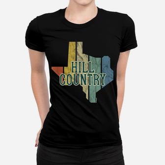 Hill Country Tx State Retro Map Distressed Vintage Graphic Women T-shirt | Crazezy