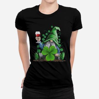 Hippie Gnome Drinking Wine With Shamrock St Patrick's Day Women T-shirt | Crazezy AU