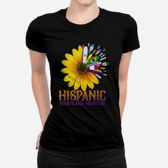 Hispanic Heritage Month National Latino Pretty Flower Flags Women T-shirt | Crazezy AU