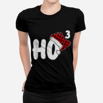 Ho-3 Cubed Santa Red Plaid Claus Christmas Ho-Ho-Ho Teachers Women T-shirt | Crazezy