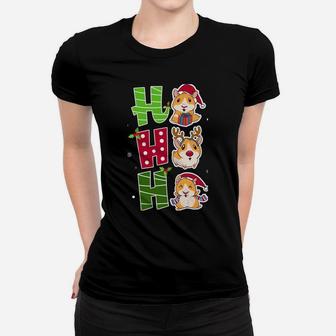 Ho Ho Ho Funny Guinea Pig Christmas Xmas Cute Santa Gift Women T-shirt | Crazezy