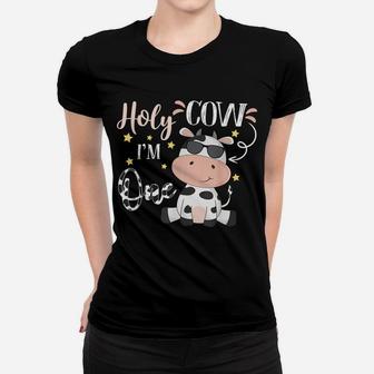 Holy Cow I'm One Cow Farm Theme Birthday 1 Years Old Women T-shirt | Crazezy