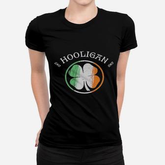 Hooligan Irish Shamrock Flag St Patricks Day Women T-shirt - Monsterry
