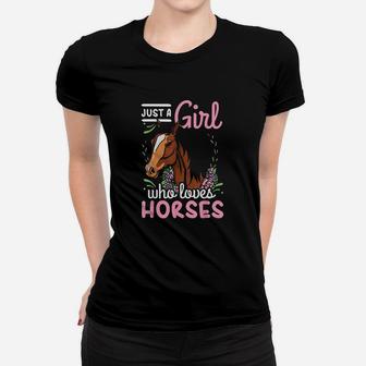 Horse Just A Girl Who Loves Horses Riding Show Jumping Women T-shirt | Crazezy