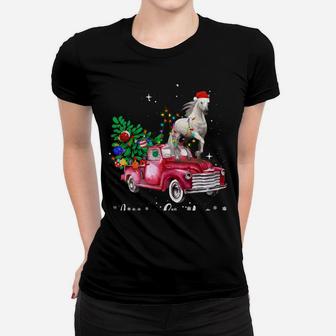 Horse Riding Red Truck Xmas Merry Christmas Women T-shirt | Crazezy DE