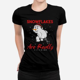 How Snowflakes Are Really Made Funny Snowman Christmas Gift Women T-shirt | Crazezy