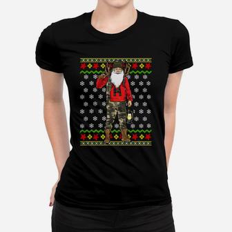 Hunter Santa Claus Hunting Ugly Christmas Sweater Pattern Sweatshirt Women T-shirt | Crazezy DE