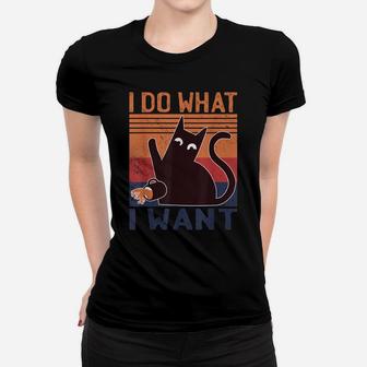 I Do What I Want Vintage Cat Lovers Women T-shirt | Crazezy CA