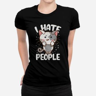 I Hate People Middle Finger Funny Cat Lovers Women T-shirt | Crazezy