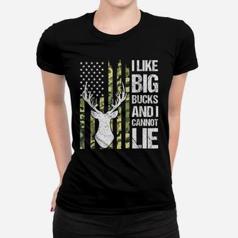 I Like Big Bucks And I Cannot Lie Deer Hunting Usa Flag Women T-shirt | Crazezy DE