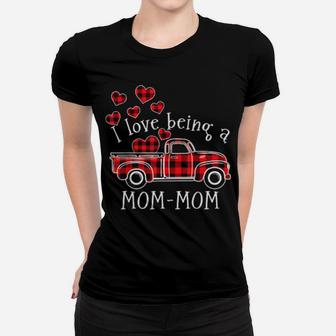 I Love Being A Mommom Red Truck With Heart Valentines Day Women T-shirt - Monsterry DE