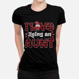 I Love Being Aunt Red Plaid Hearts Gnome Valentine's Day Women T-shirt | Crazezy CA