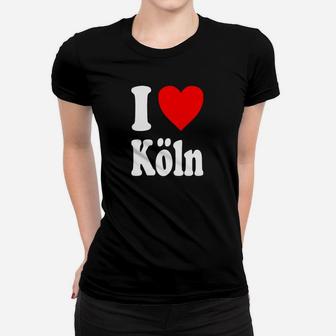 I Love Köln Frauen Tshirt mit Herz & Stadt-Motiv, Schwarzes Liebhaber Tee - Seseable