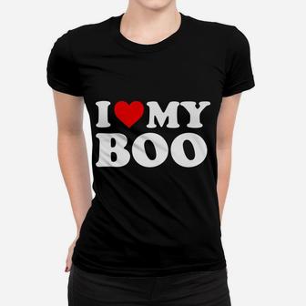 I Love My Boo Boyfriend Bf - Red Heart Women T-shirt | Crazezy