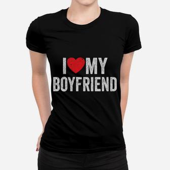 I Red Heart My Boyfriend Gf - I Love My Boyfriend Women T-shirt | Crazezy UK