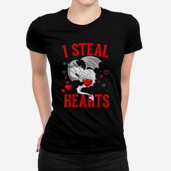 I Steal Hearts Valentines Day Cute Dragon Women T-shirt - Monsterry UK