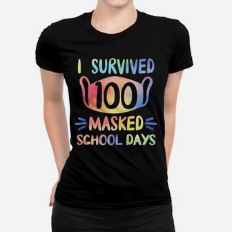 I Survived 100 Masked School Days - 100Th Day Of School Women T-shirt | Crazezy