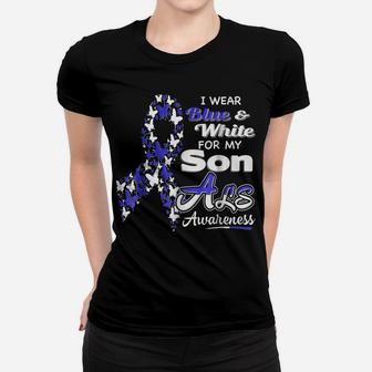 I Wear Blue And White For My Son - Als Awareness Shirt Women T-shirt | Crazezy