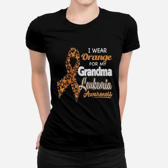 I Wear Orange For My Grandma Leukemia Awareness Women T-shirt | Crazezy