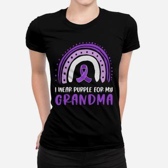 I Wear Purple For My Grandma Alzheimer's Awareness Ribbon Women T-shirt | Crazezy